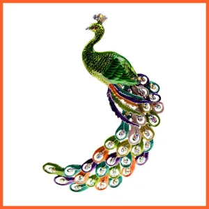 Large Peacock Brooches For Women | Jacket Coat Rhinestone Bird Enamel Pins