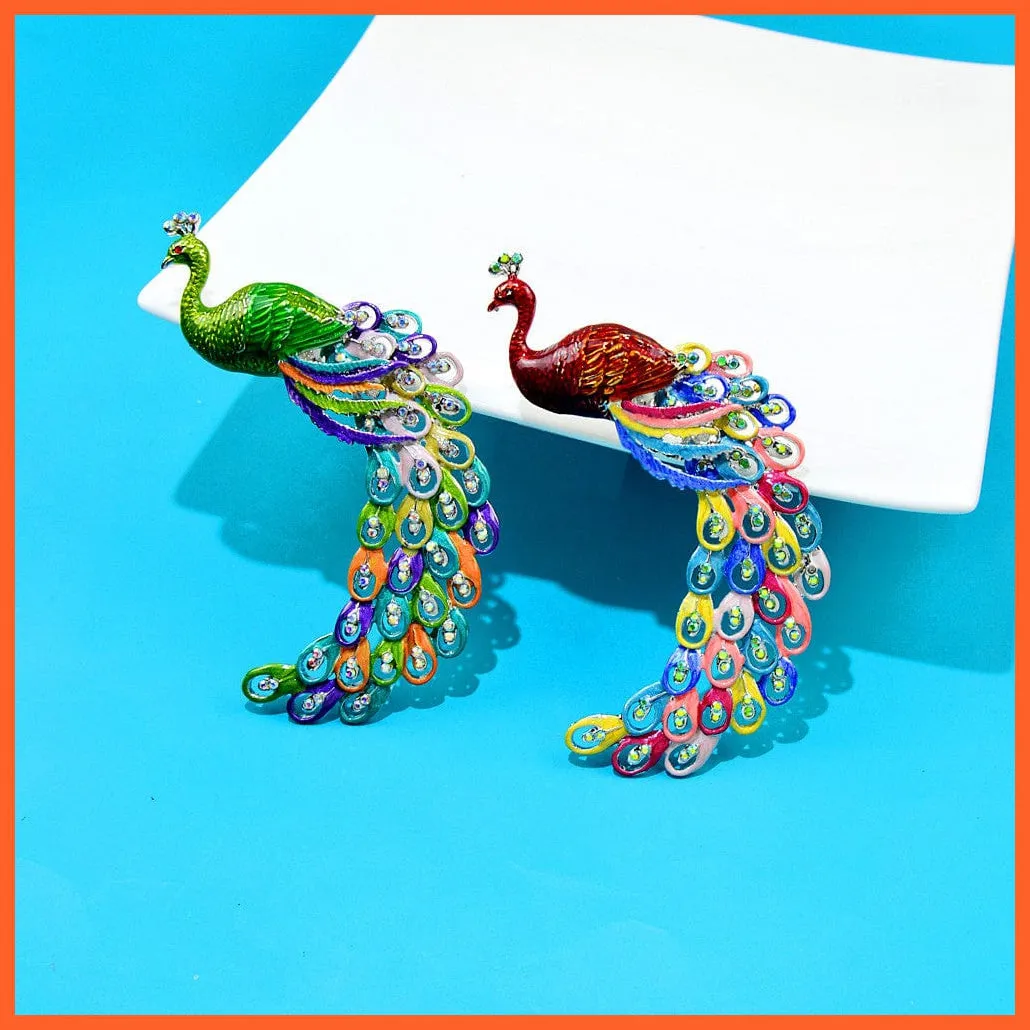 Large Peacock Brooches For Women | Jacket Coat Rhinestone Bird Enamel Pins