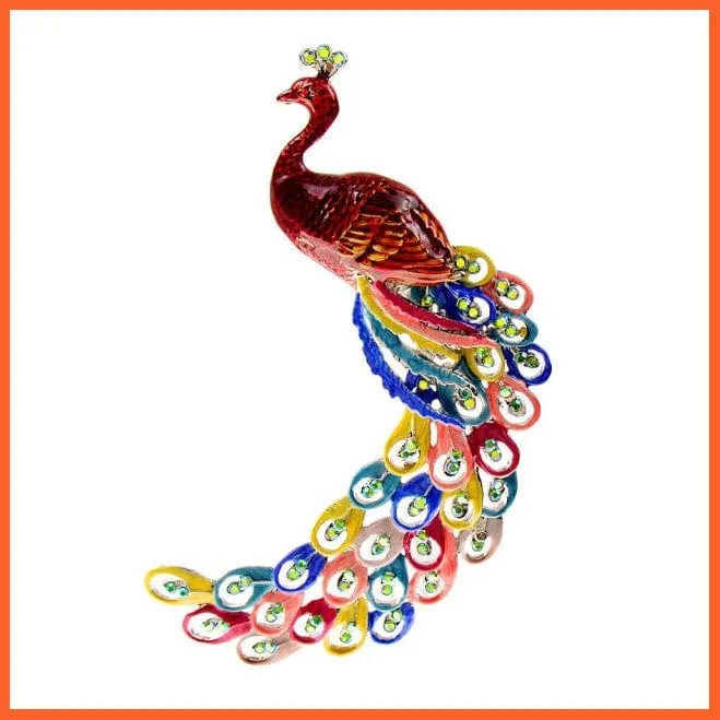 Large Peacock Brooches For Women | Jacket Coat Rhinestone Bird Enamel Pins