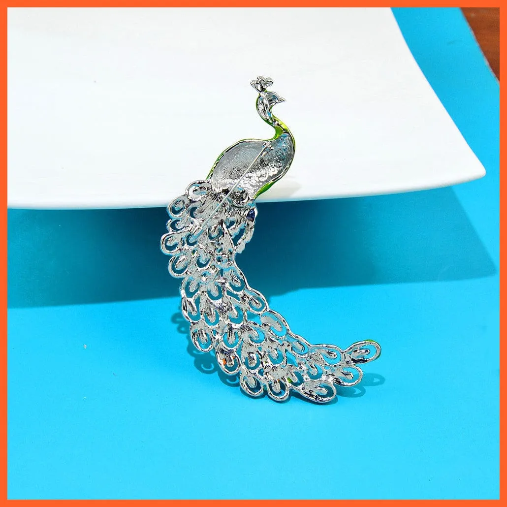 Large Peacock Brooches For Women | Jacket Coat Rhinestone Bird Enamel Pins