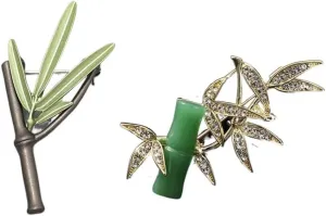Leadigol Vintage Pins and Brooches Exquisite Clothing Accessory Brooch Bamboo Shaped Brooch Pin Elegant Jewelry for Women Girls 2PCS