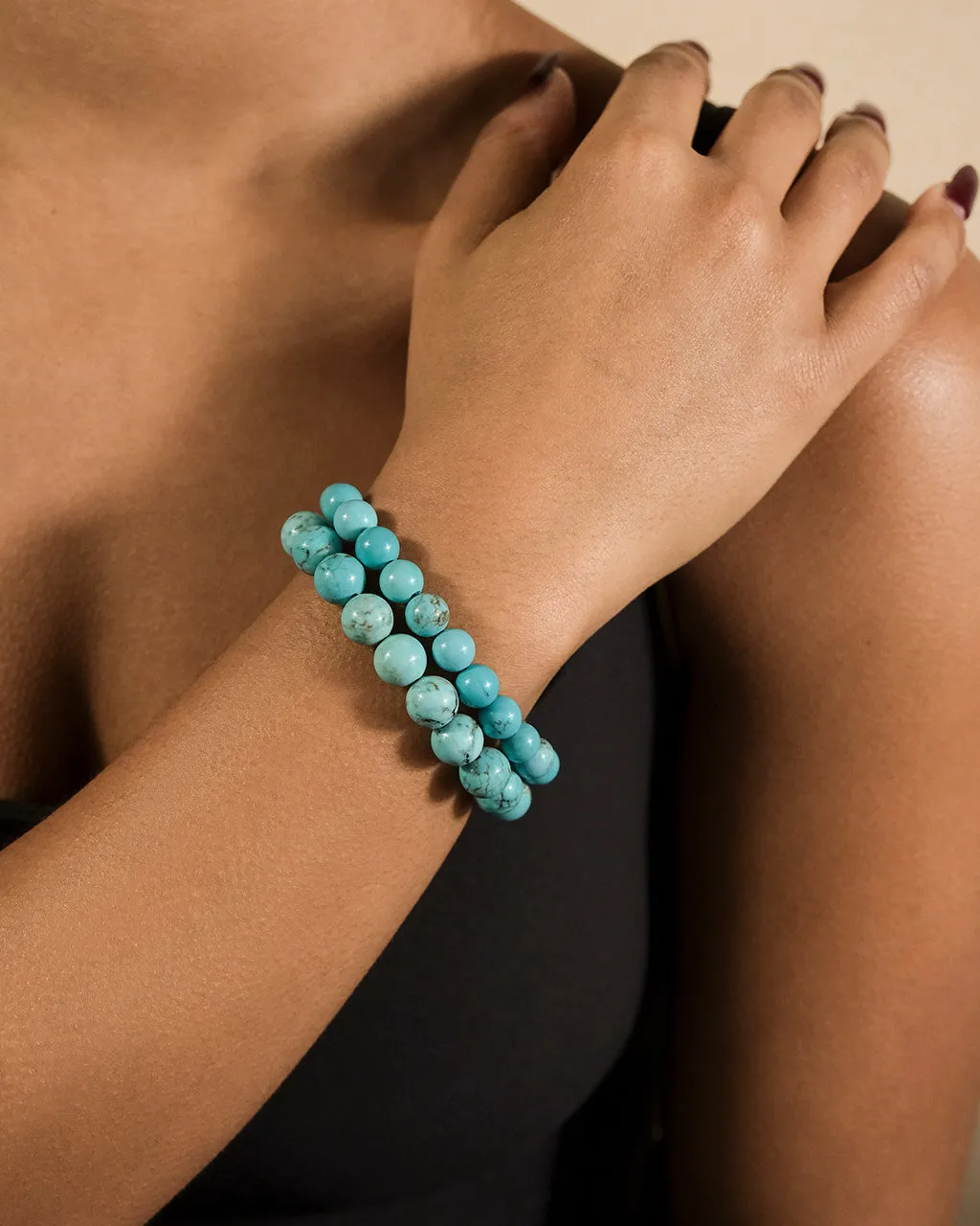 Light Turquoise Beaded Stretch Bracelet
