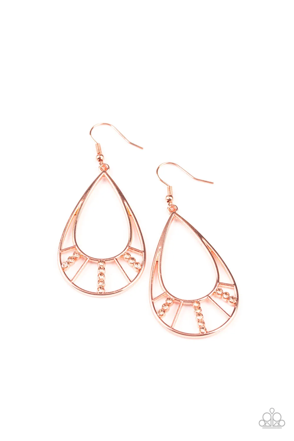 Line Crossing Sparkle - Copper - Earrings
