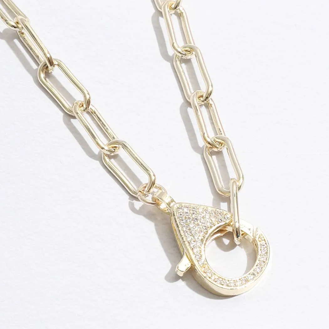 Lobster Closure Paperclip Shape Necklace