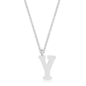 LOVCIA Rhodium-Plated Stainless Steel Y Initial Pendant Necklace