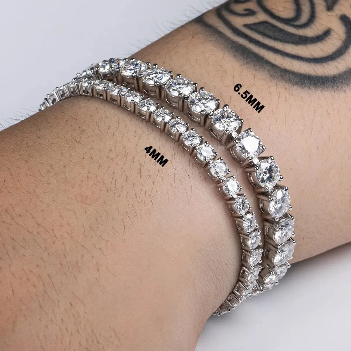 Luxurious 925 SS D Color Moissanite Diamond Tennis Bracelet