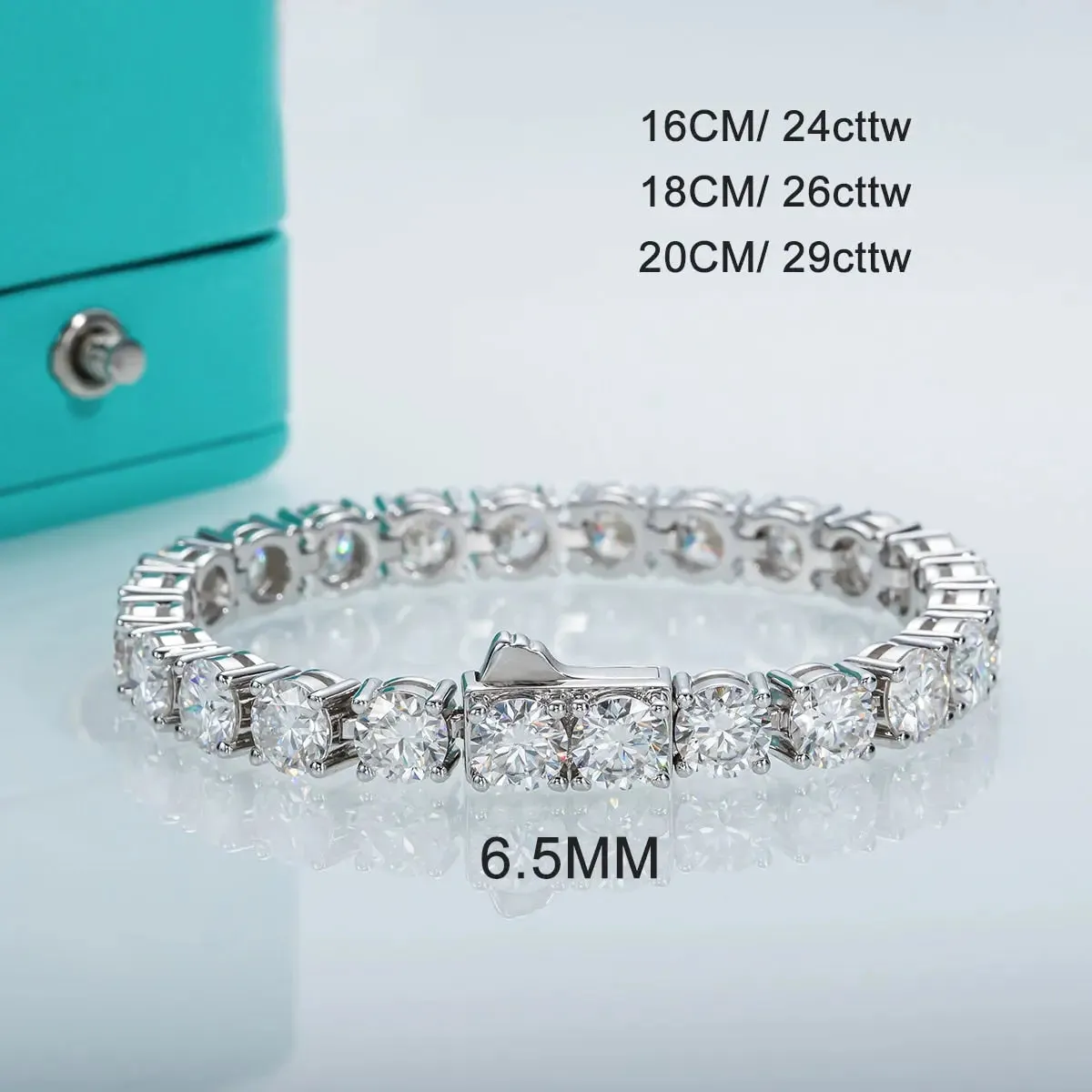 Luxurious 925 SS D Color Moissanite Diamond Tennis Bracelet