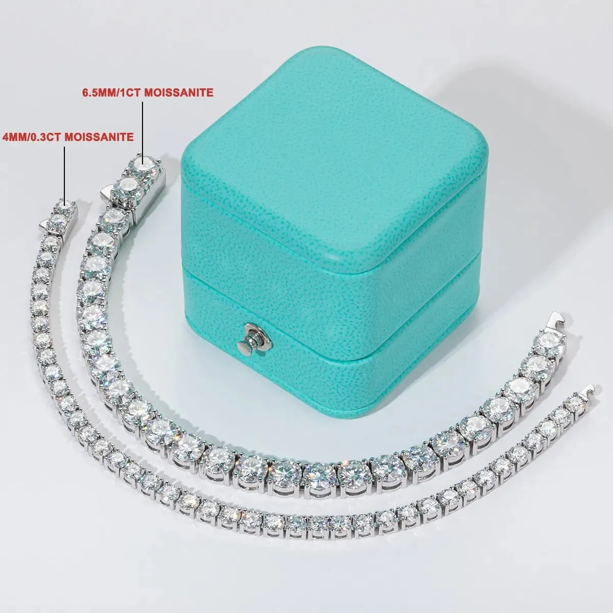 Luxurious 925 SS D Color Moissanite Diamond Tennis Bracelet