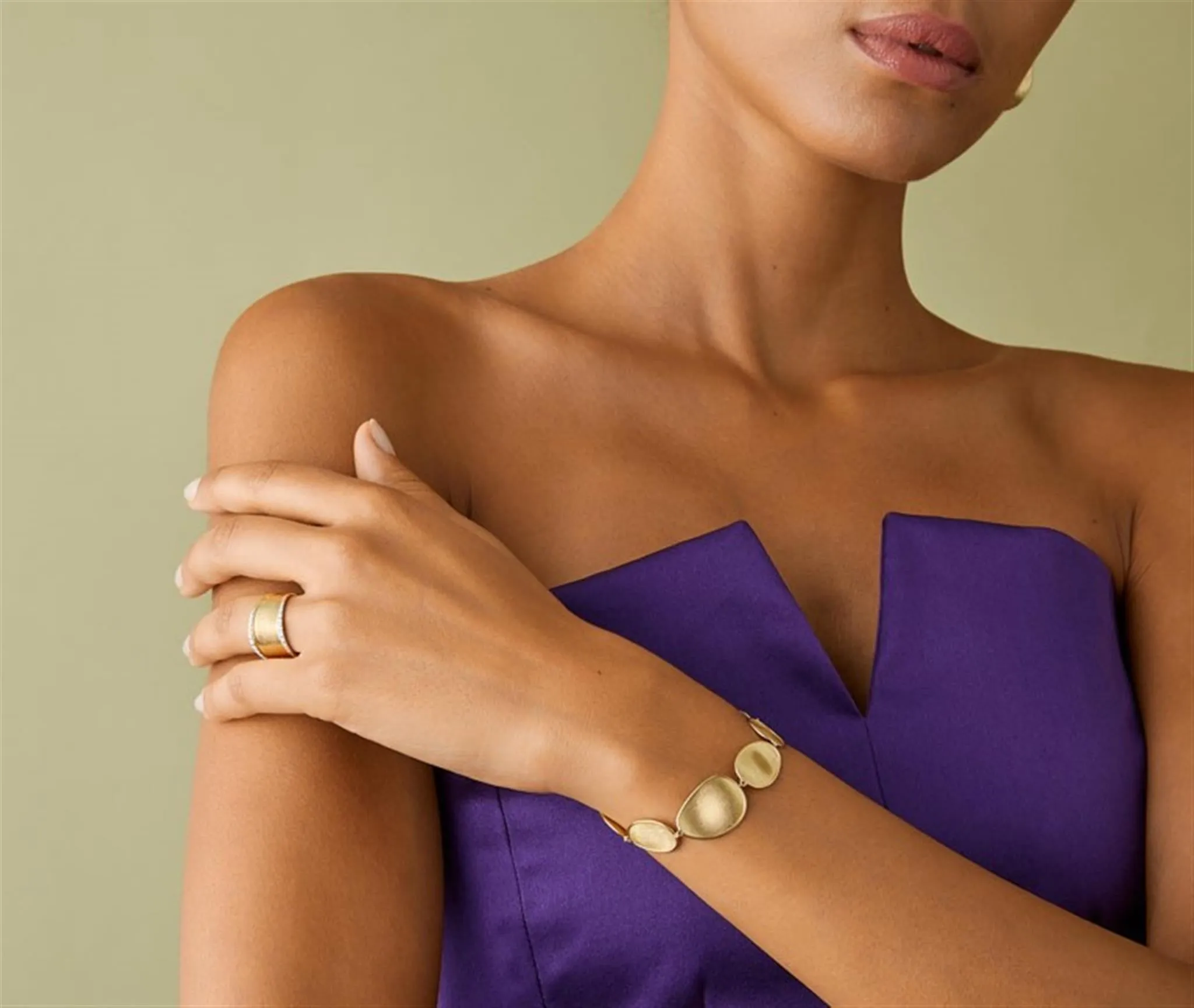 Marco Bicego Lunaria 7" Engraved Gold Bracelet