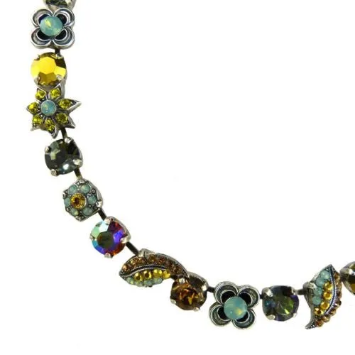 Mariana Handmade Swarovski Leaf 3076 Necklace 4101 Topaz Citrine Blue Opal
