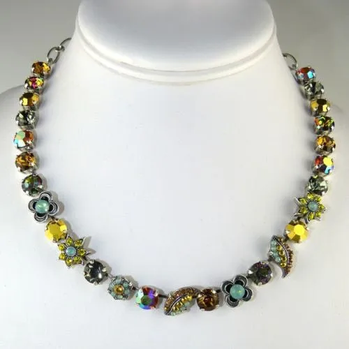 Mariana Handmade Swarovski Leaf 3076 Necklace 4101 Topaz Citrine Blue Opal