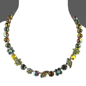 Mariana Handmade Swarovski Leaf 3076 Necklace 4101 Topaz Citrine Blue Opal