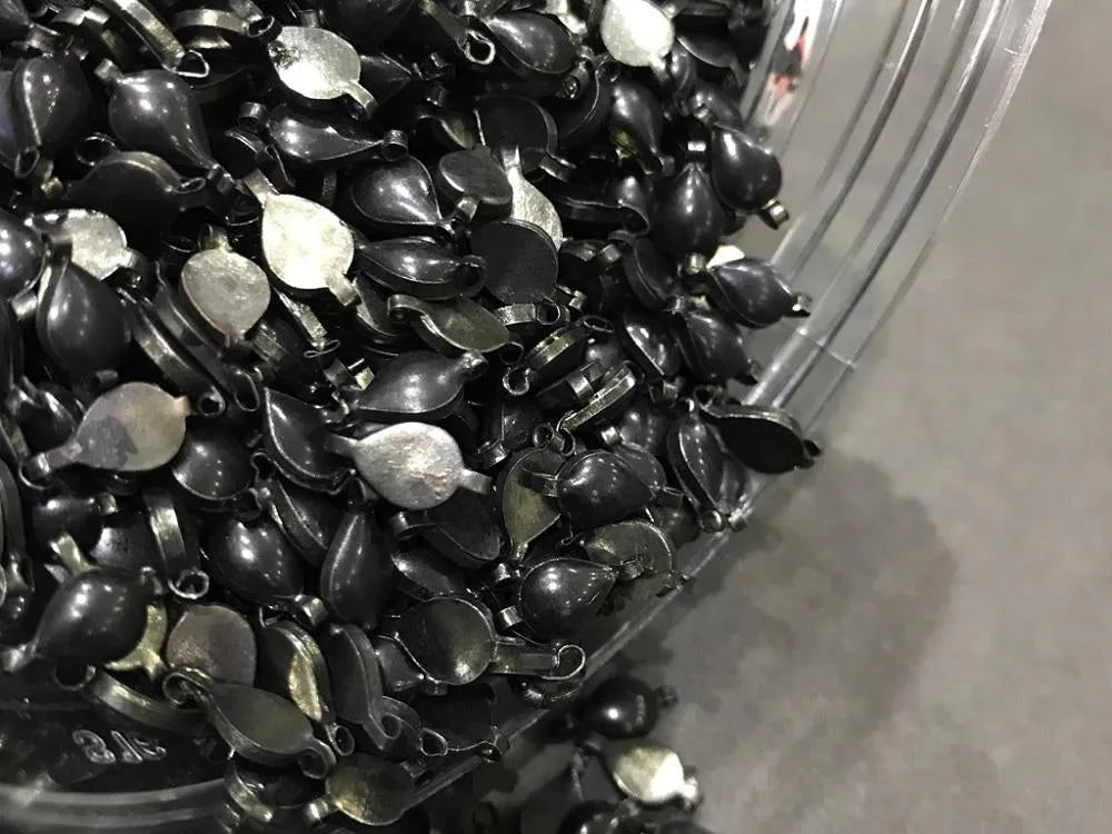 Matte Black Drop Metal Kundan Stone (With Enamel- 12x6 mm)