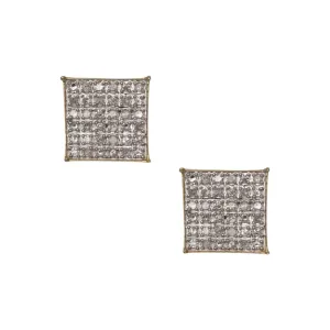 Men's Micro-Pavé Square Diamond Stud Earrings 0.29ct 10K Yellow Gold