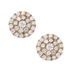 Men's Round Halo Cluster Diamond Stud Earrings 0.8ct 14K Yellow Gold