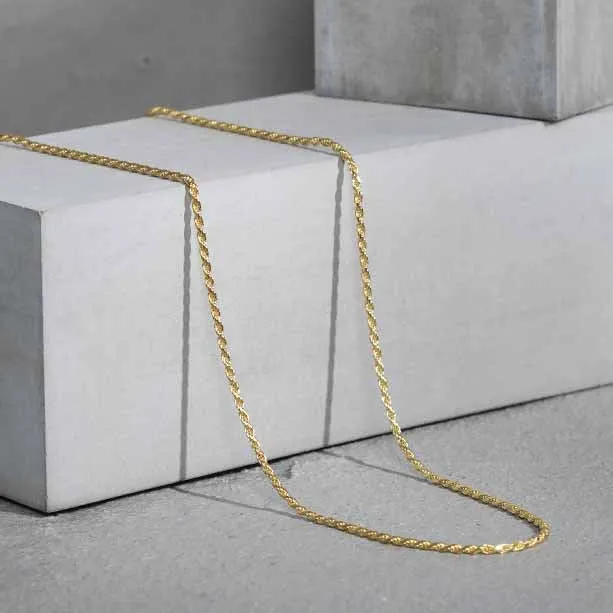 Minimalist Twisted Chain Necklace Dipped in Gold Over Sterling Silver