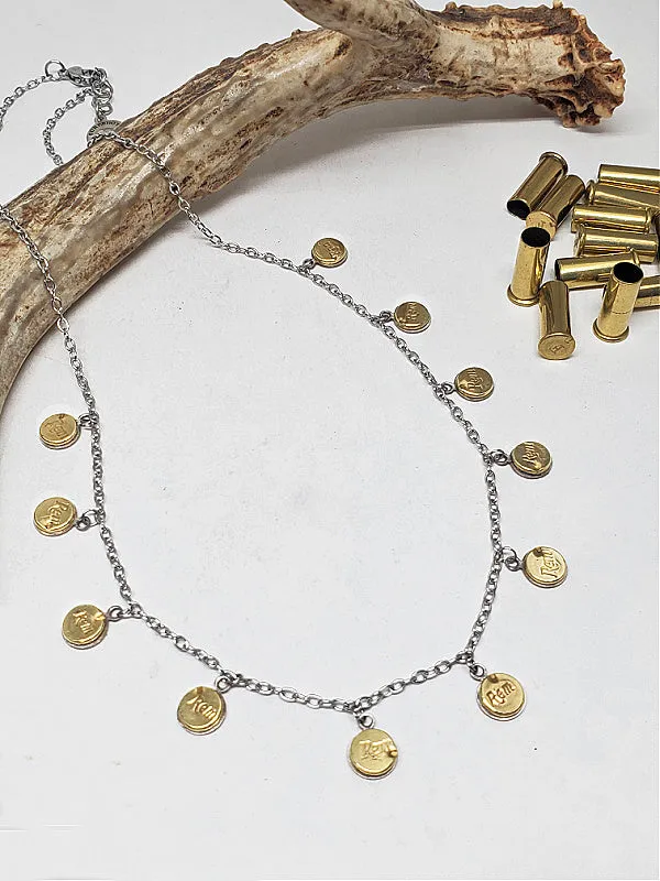 Multi 22 Caliber Drop Bullet Necklace