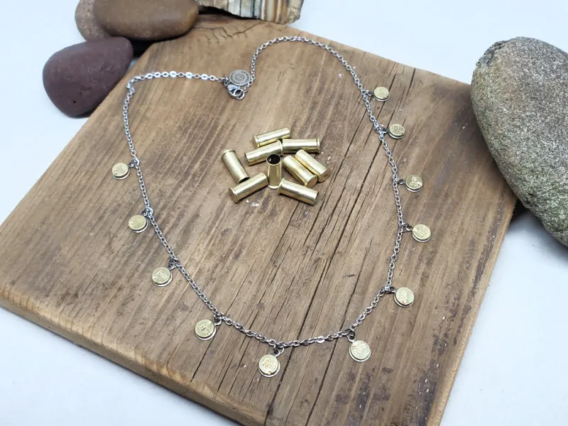 Multi 22 Caliber Drop Bullet Necklace