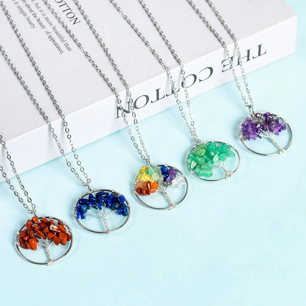 Obsidian Family Tree Crystal Necklace - Protection & Unity