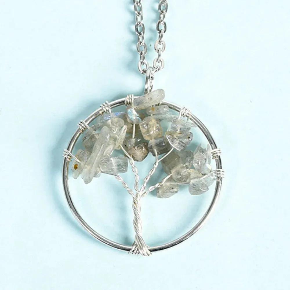 Obsidian Family Tree Crystal Necklace - Protection & Unity