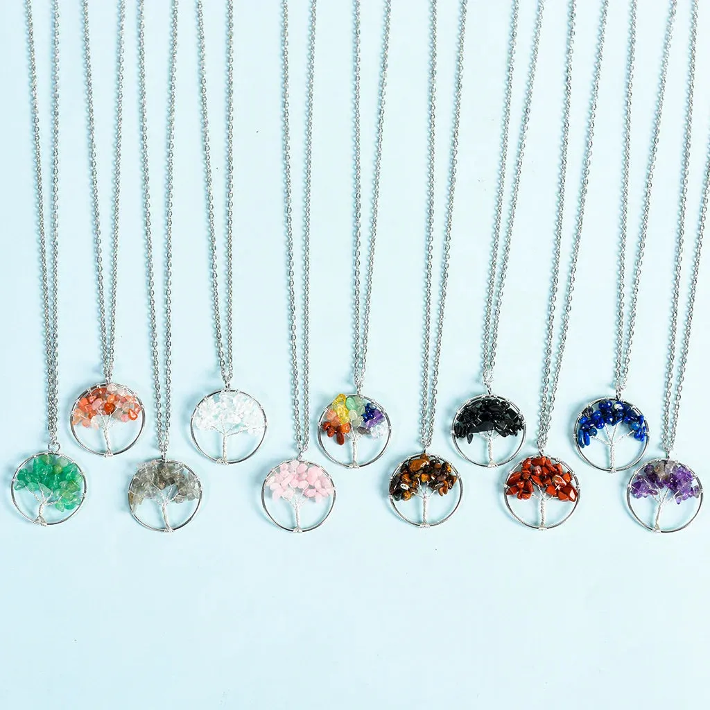 Obsidian Family Tree Crystal Necklace - Protection & Unity