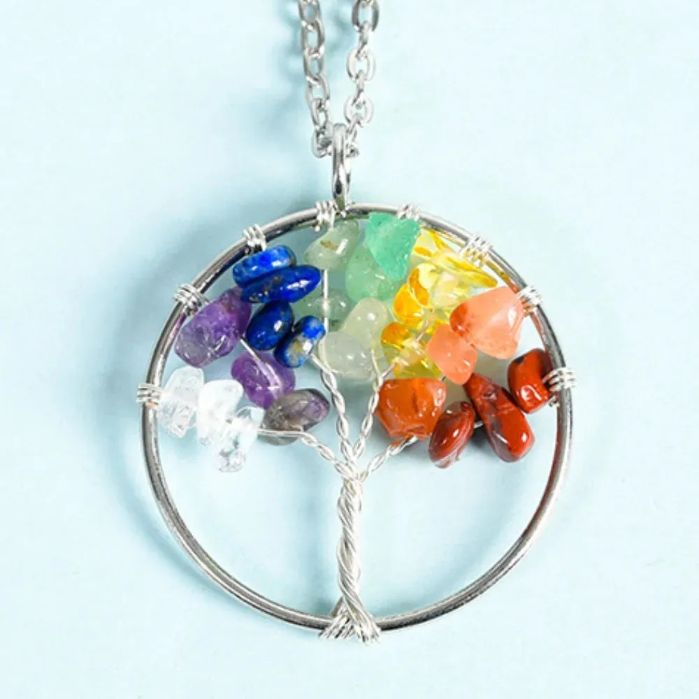 Obsidian Family Tree Crystal Necklace - Protection & Unity