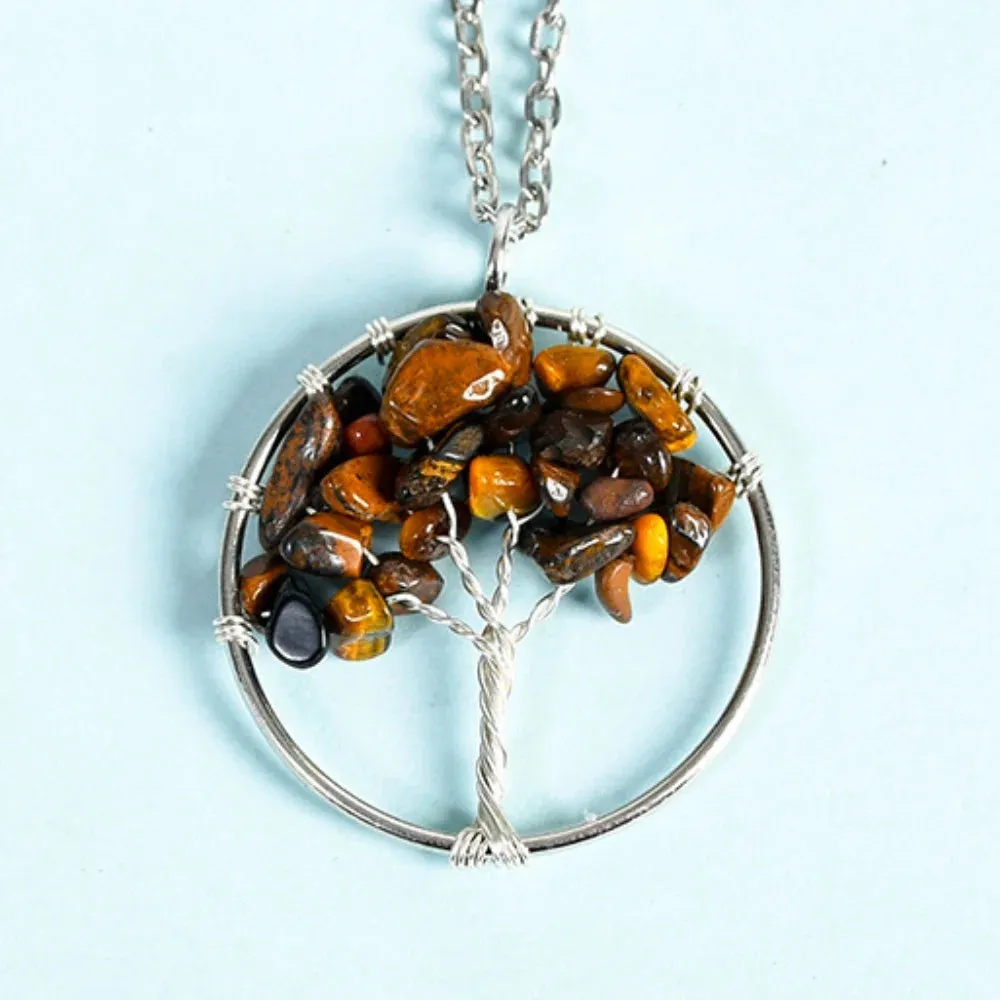 Obsidian Family Tree Crystal Necklace - Protection & Unity