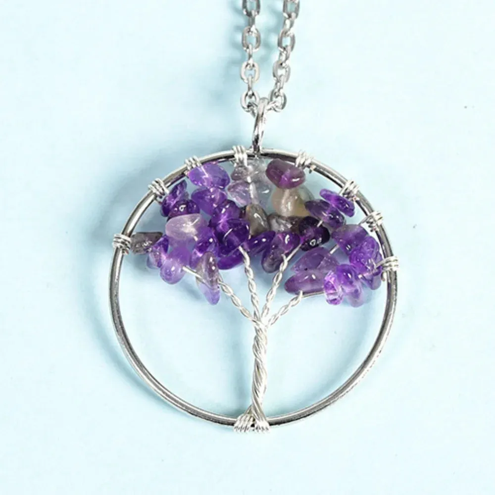 Obsidian Family Tree Crystal Necklace - Protection & Unity