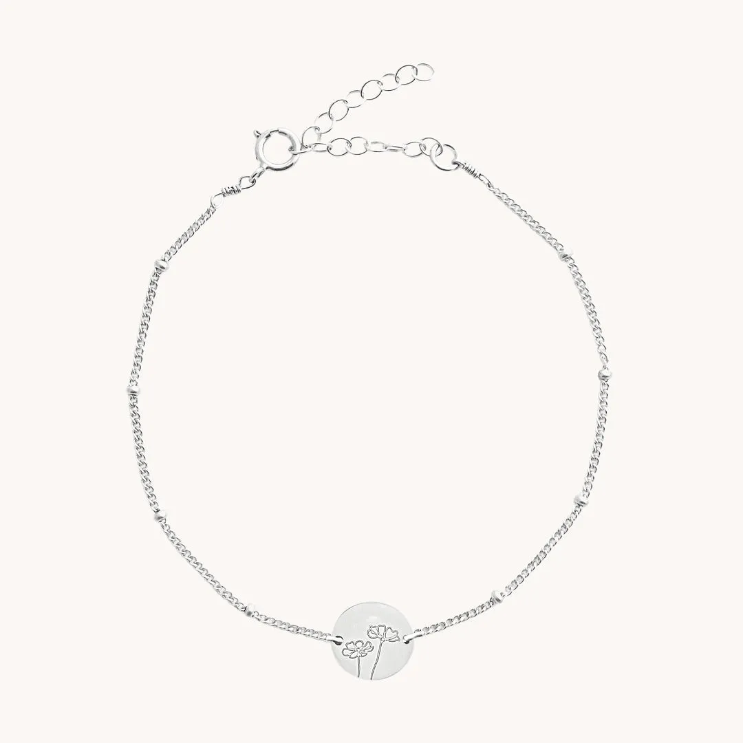 October Cosmos Silver Birthflower Bracelet W.