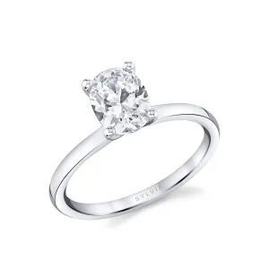 Oval Cut Solitaire Engagement Ring - Dominique 14k Gold White