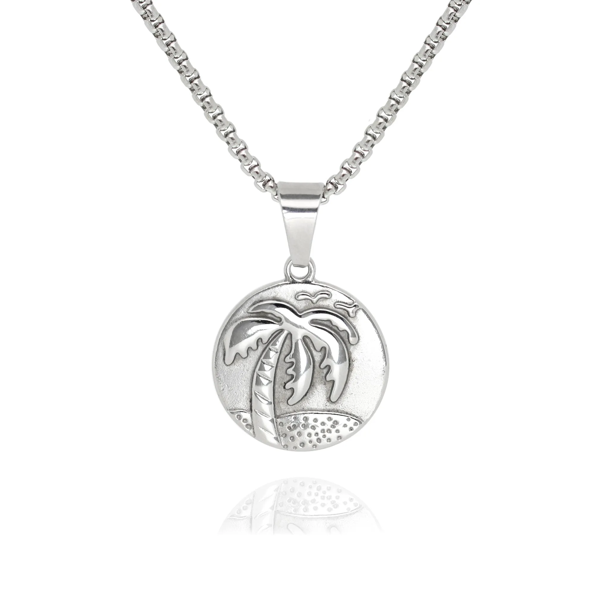 Palm Tree Beach Pendant Necklace (Gold-Plated)
