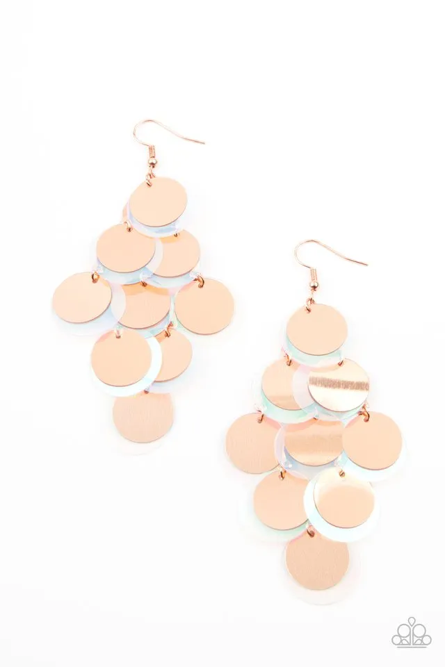 Paparazzi Earring ~ Sequin Seeker - Copper