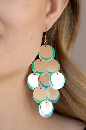 Paparazzi Earring ~ Sequin Seeker - Copper