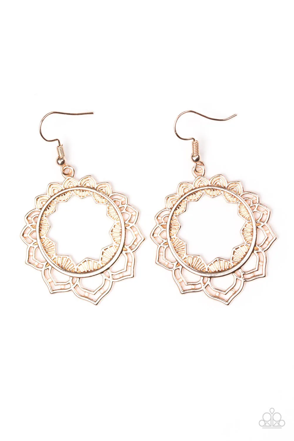 Paparazzi Modest Mandalas Rose Gold Fishhook Earrings