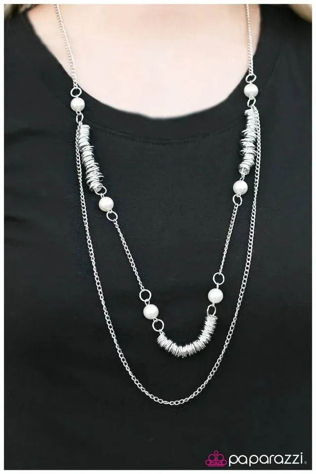 Paparazzi Necklace ~ Flirting With The Enemy - White