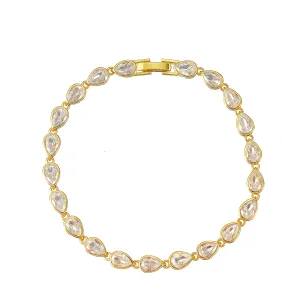 Pear Cut Tennis Bracelet- Gold plated