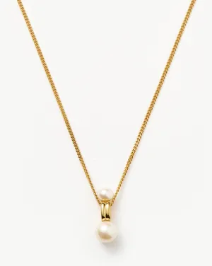 Pearl Ridge Pendant Chain Necklace | 18k Gold Plated Vermeil/Pearl