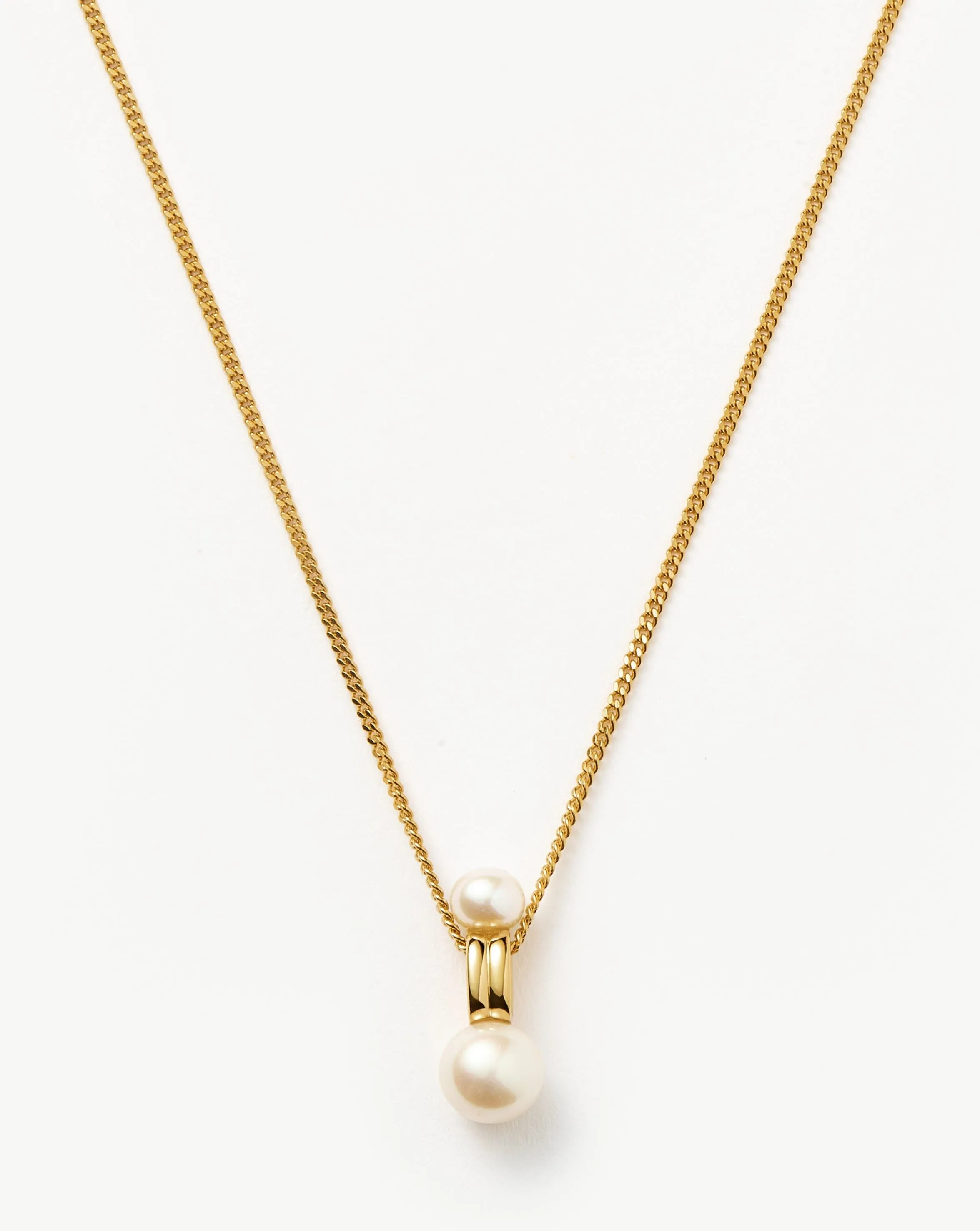 Pearl Ridge Pendant Chain Necklace | 18k Gold Plated Vermeil/Pearl