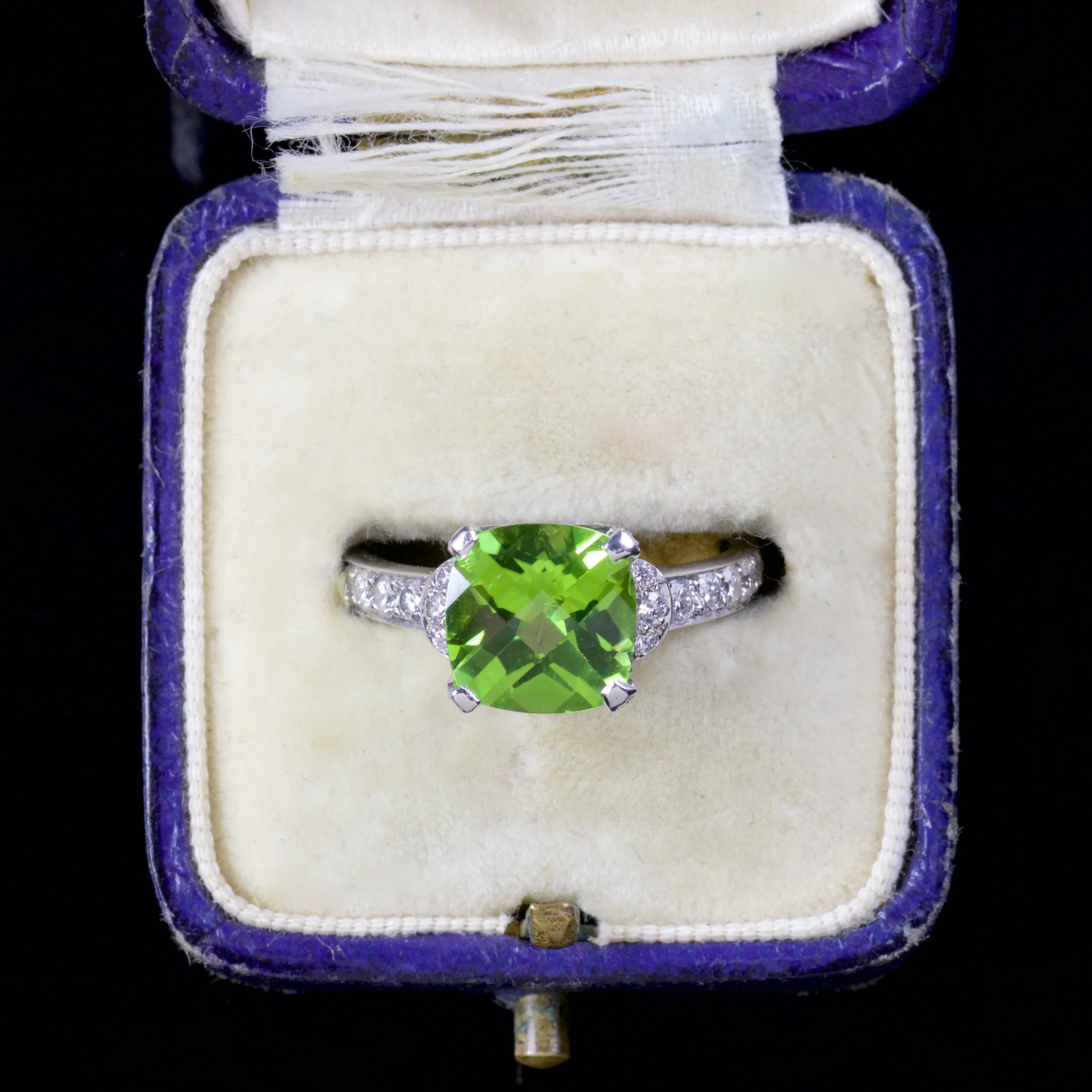 Peridot Diamond Ring Platinum 2.80Ct Peridot Ring