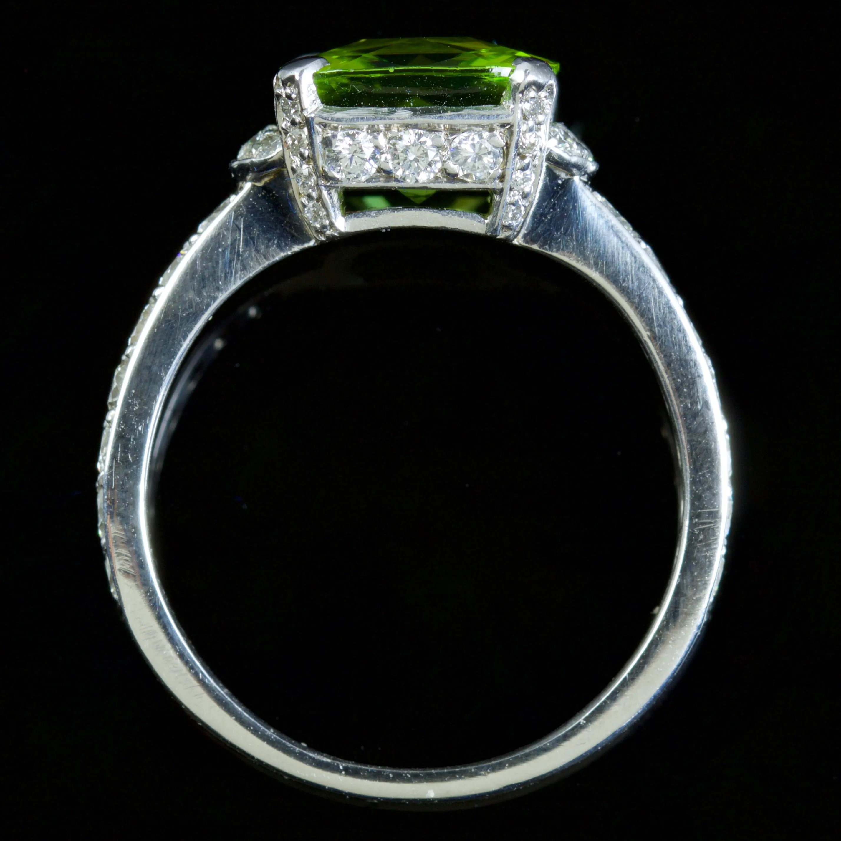 Peridot Diamond Ring Platinum 2.80Ct Peridot Ring