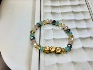 Pewter Glass Faceted Bracelet