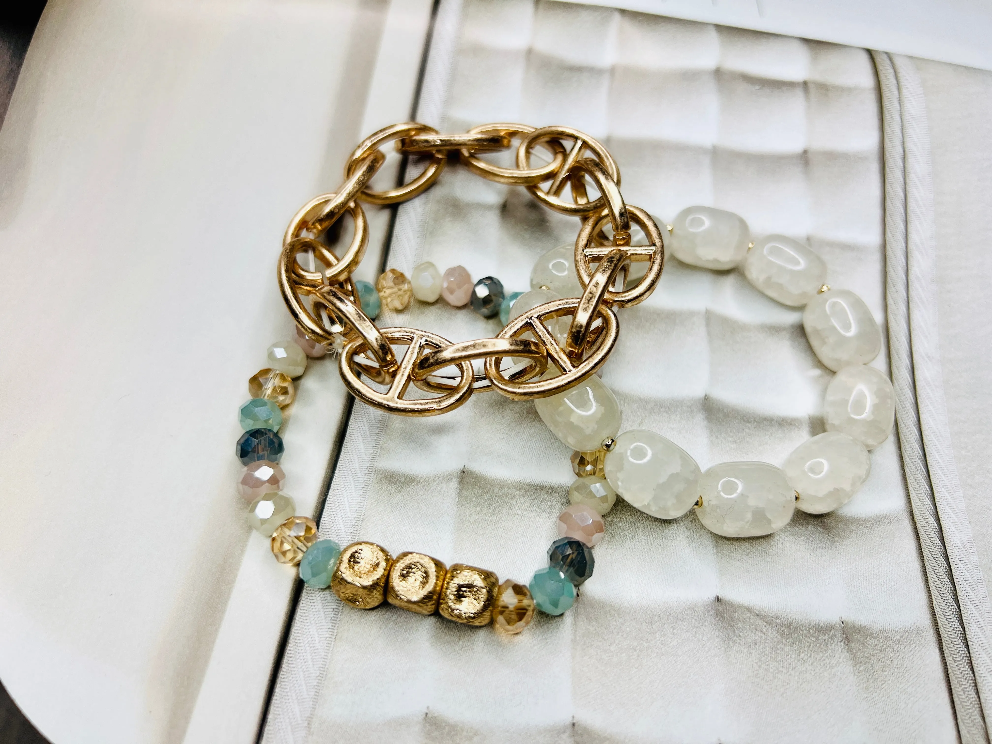 Pewter Glass Faceted Bracelet