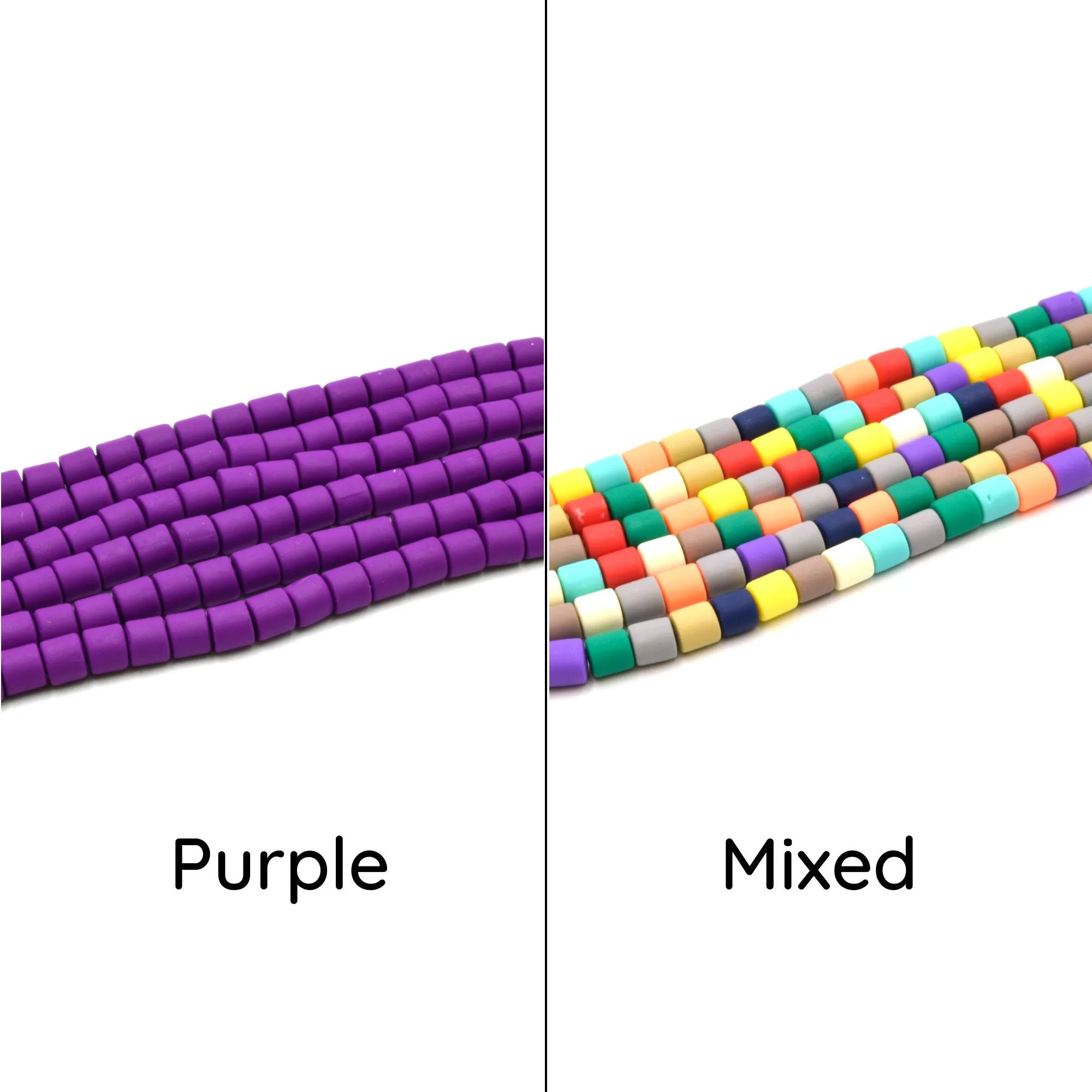 Polymer Clay Barrel Beads - 6mm Vinyl Tube Beads for Jewelry Making