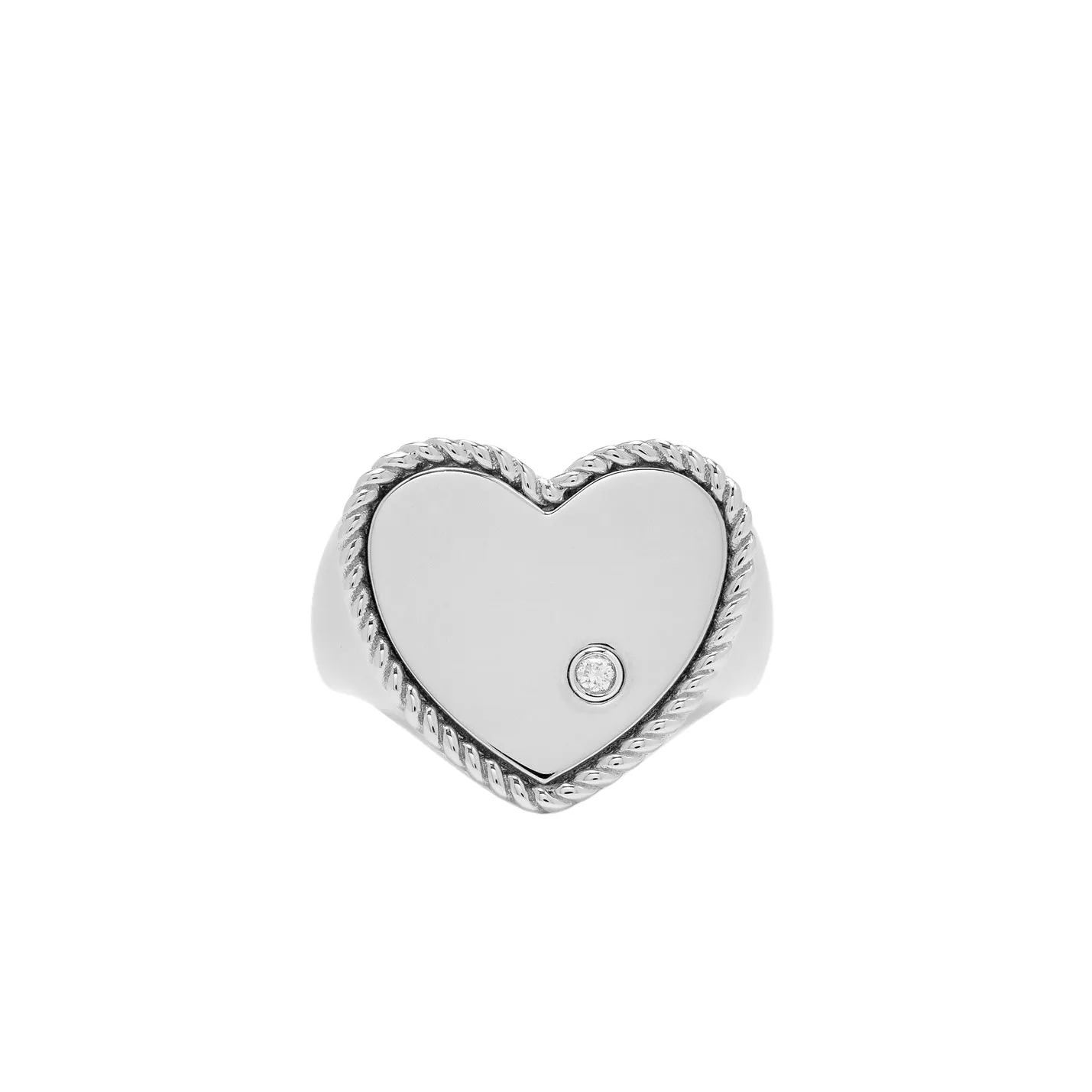Precious Diamond Bezel Heart Signet Ring