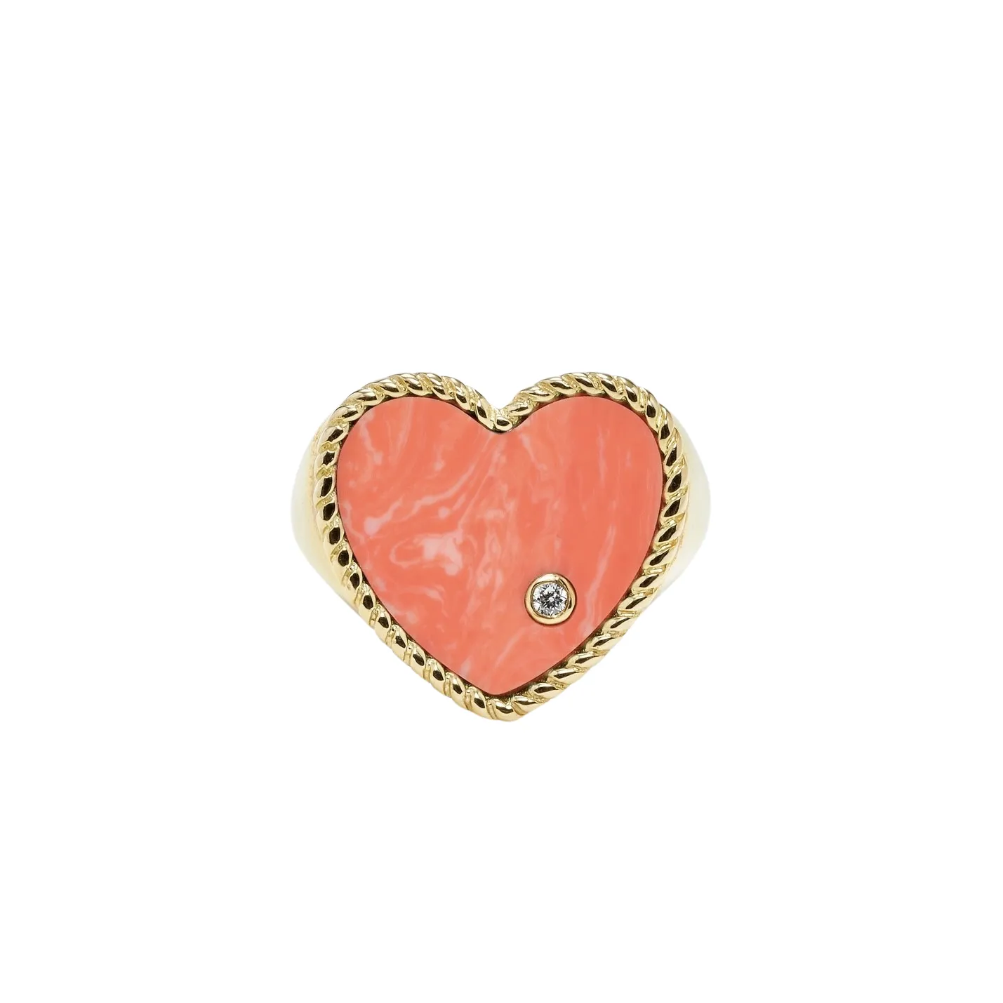 Precious Diamond Bezel Heart Signet Ring