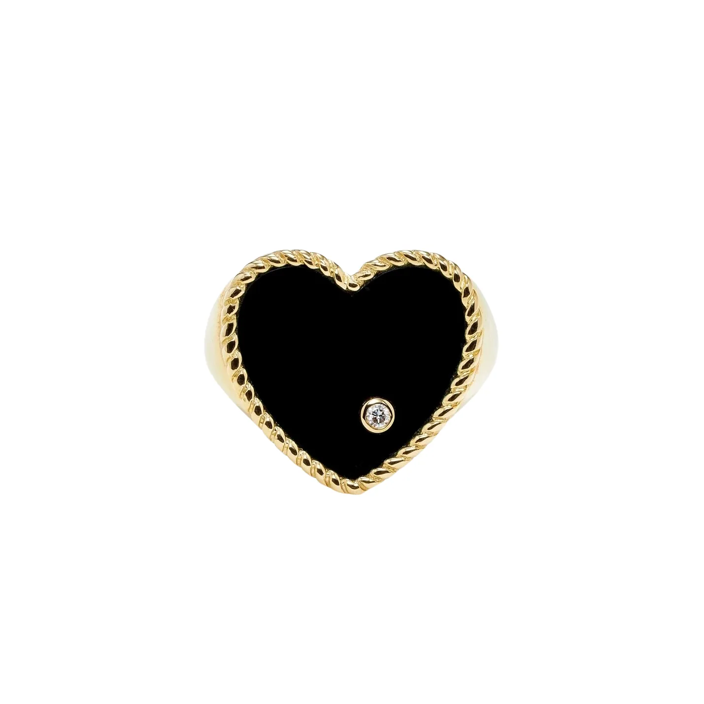 Precious Diamond Bezel Heart Signet Ring