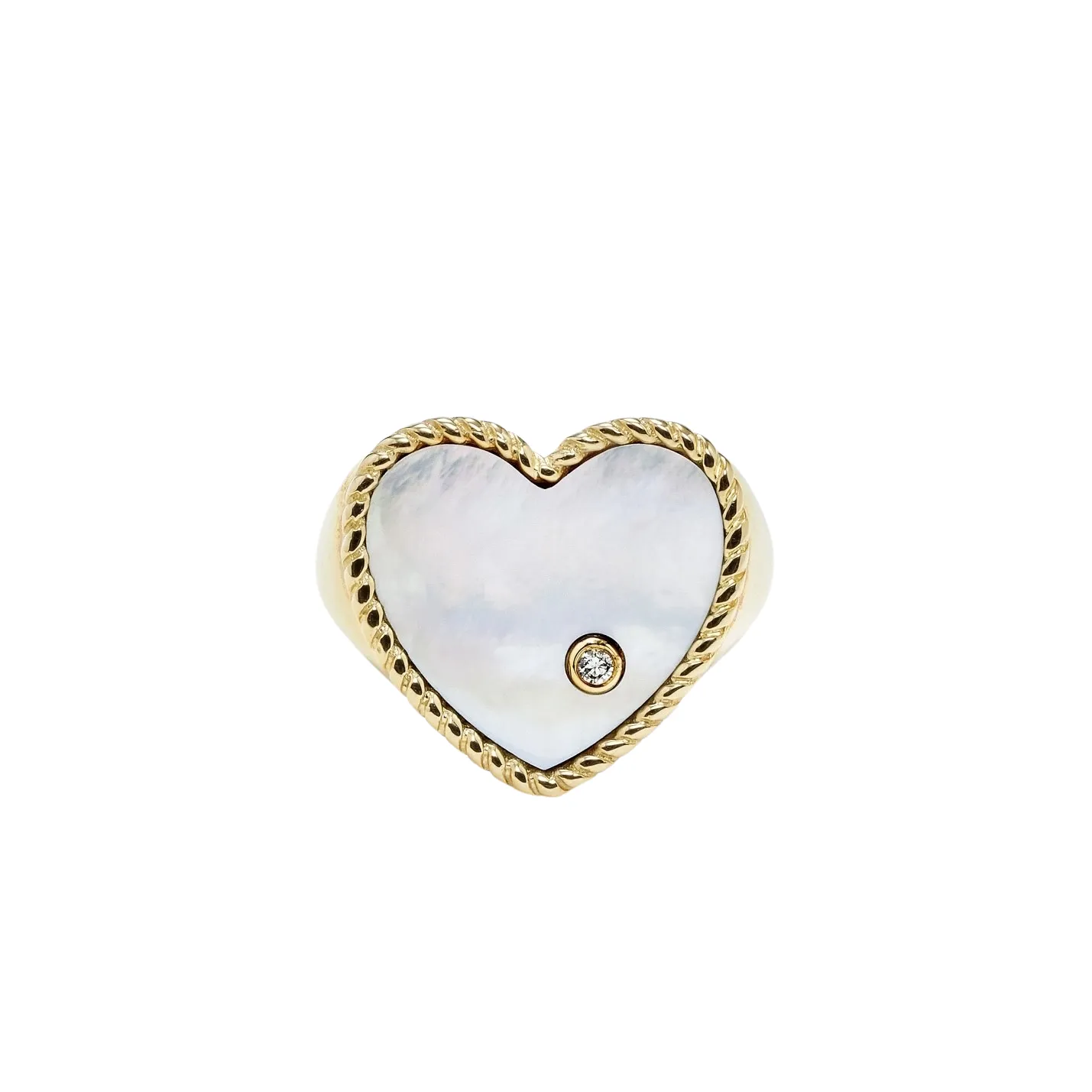 Precious Diamond Bezel Heart Signet Ring