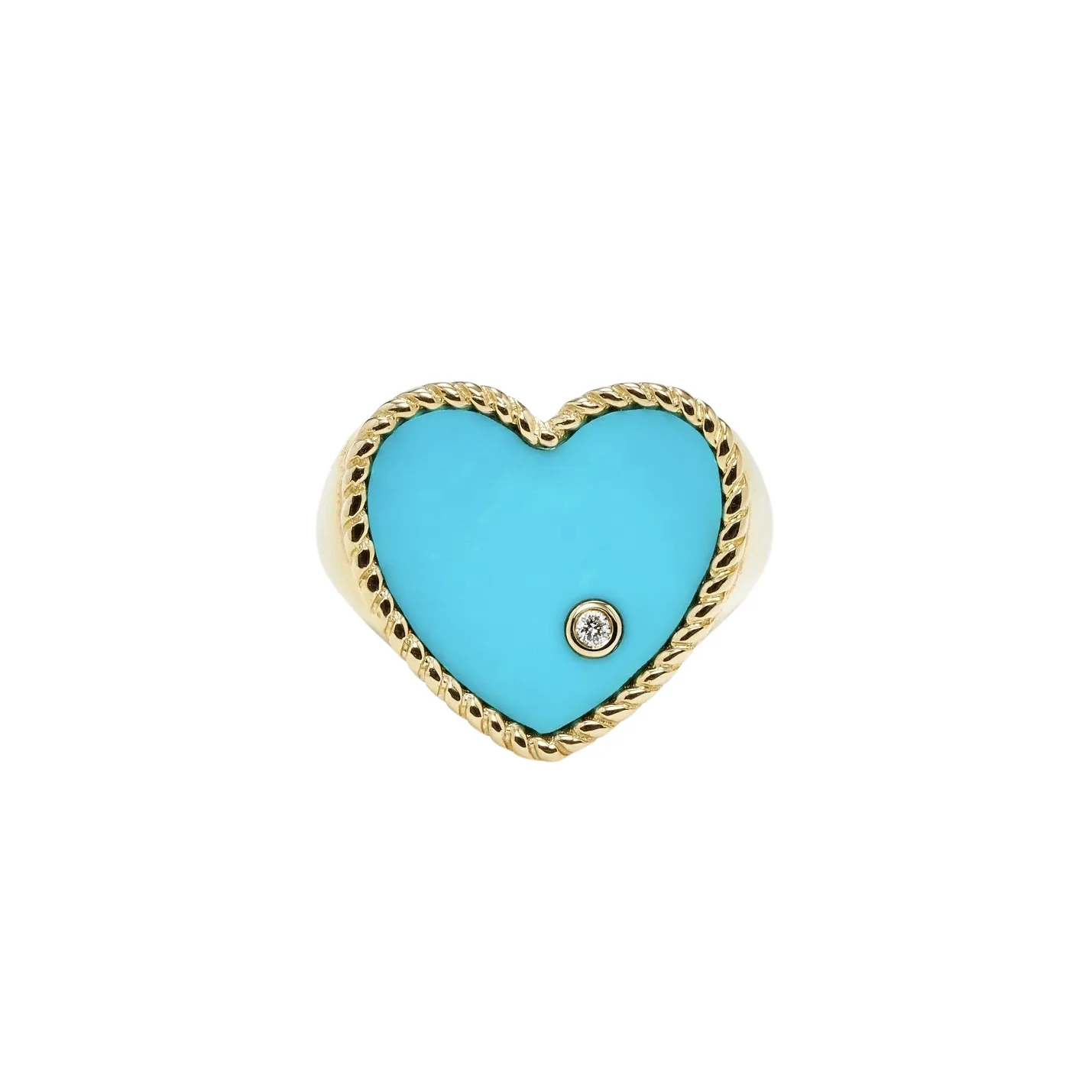 Precious Diamond Bezel Heart Signet Ring