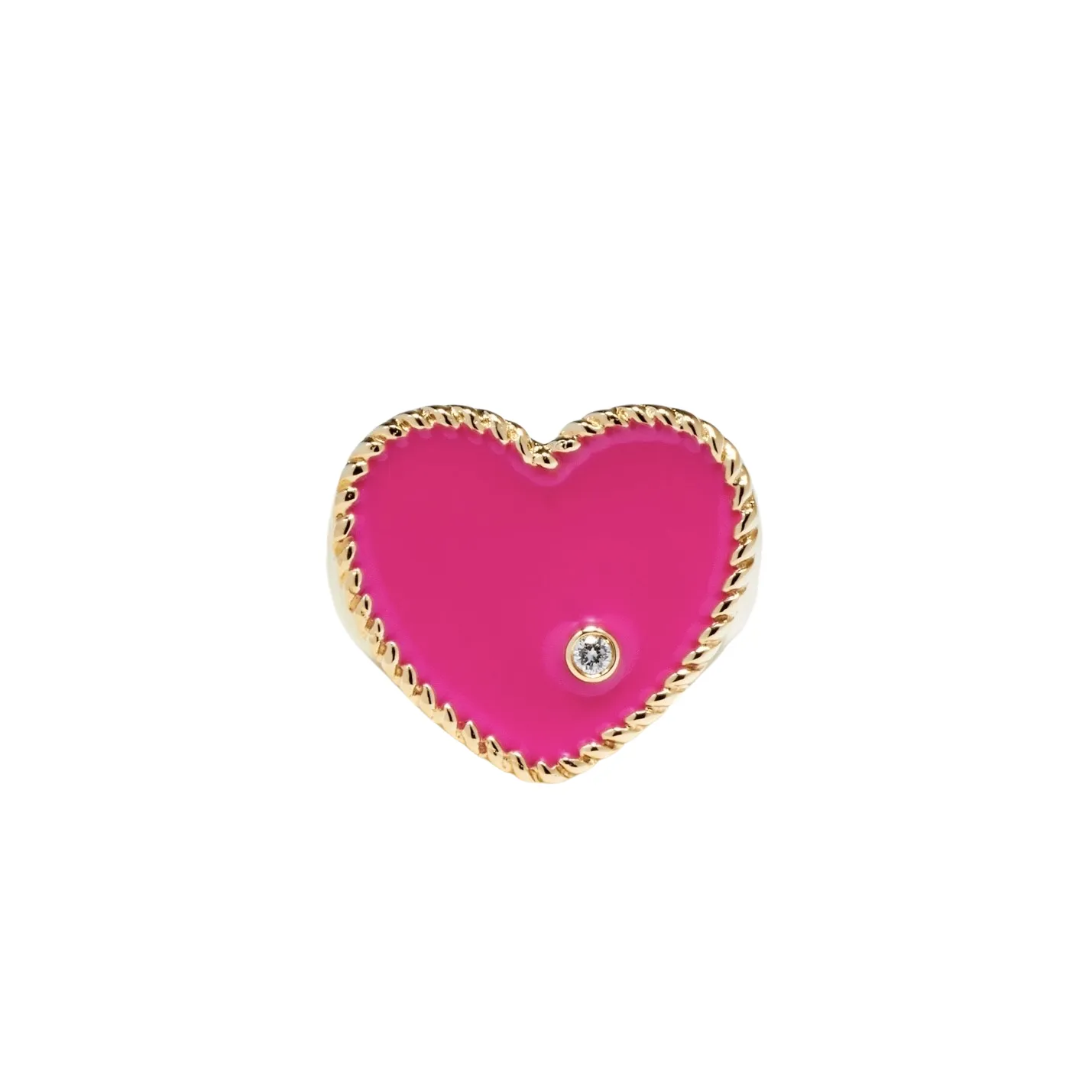 Precious Diamond Bezel Heart Signet Ring