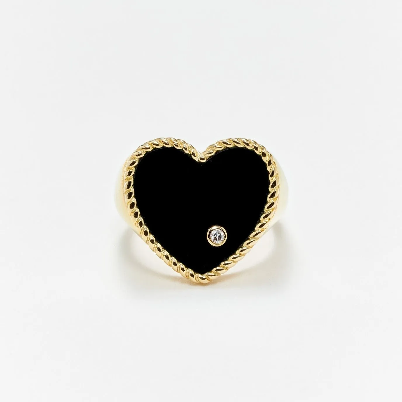 Precious Diamond Bezel Heart Signet Ring